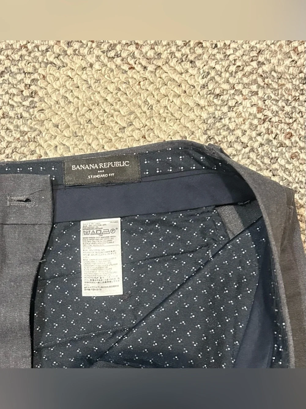 Banana Republic Men's Gray Dress Pants, Size 36x33 Standard Fit